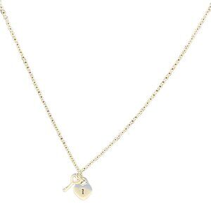 Mini Heart & Lock Necklace Titanium Steel Chain Adjustable Silver Tone